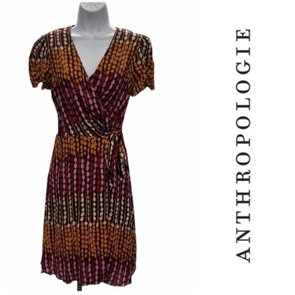 Anna Sui Dresses & Skirts - Anna sui‎ Anthropologie silk blend wrap dress with slip midi wrap dress